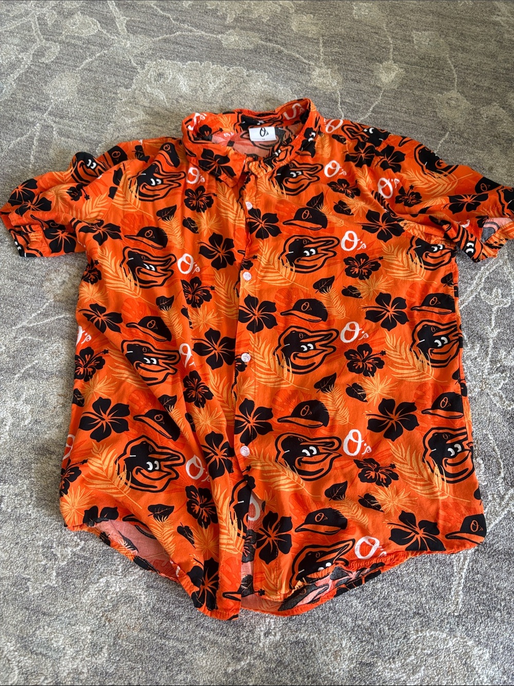 Orioles Orange Hawaiian Print Short-Sleeve Shirt
